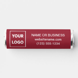 Custom Logo and Business Website Text on Burgundy Breath Savers® Mints