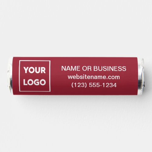 Custom Logo and Business Website Text on Burgundy Breath Savers Mints