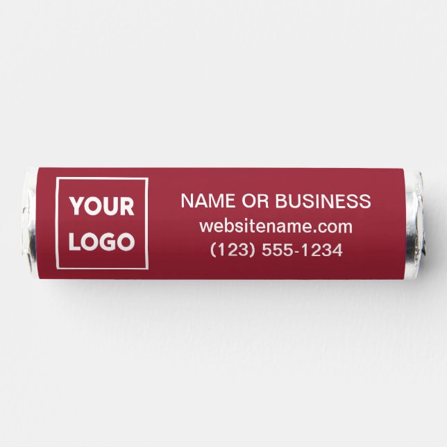 Custom Logo and Business Website Text on Burgundy Breath Savers® Mints (Front)