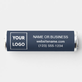 Custom Logo and Business Website Text on Navy Blue Breath Savers® Mints