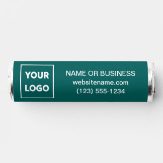 Custom Logo and Business Website Text on Teal Breath Savers® Mints