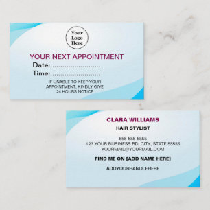 Custom logo and color modern   appointment card