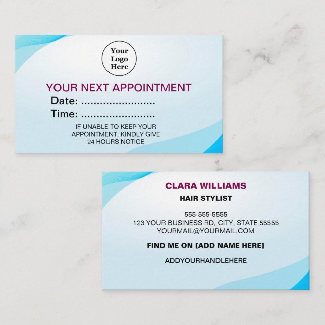 Custom logo and color modern   appointment card (Front/Back)
