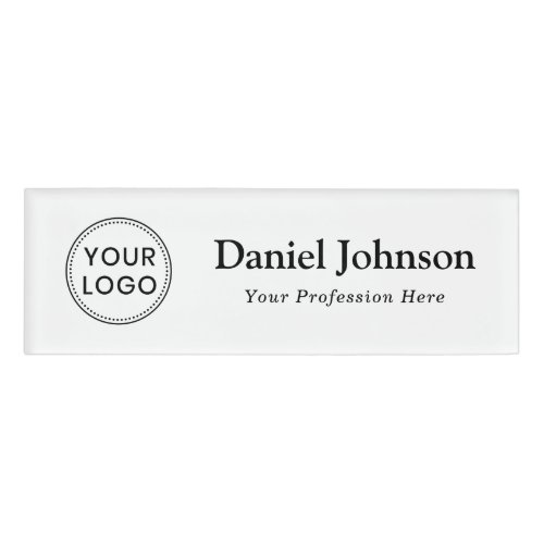 Custom logo and name template white professional name tag