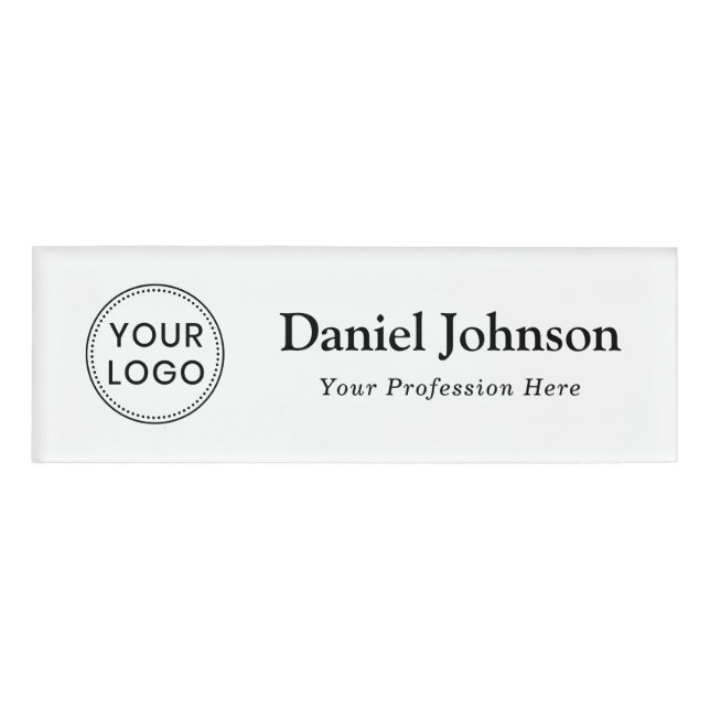 Custom logo and name template white professional tag (Front)