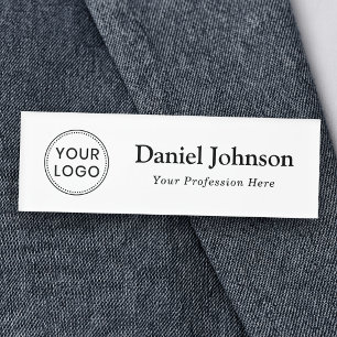Custom logo and name template white professional tag