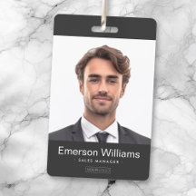 Custom logo and photo dark gray employee name id