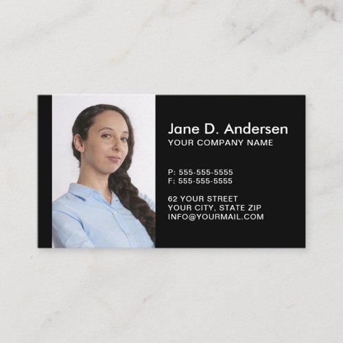 Custom logo and photo modern professional black business card