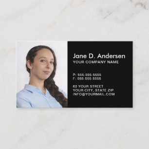 Custom logo and photo modern professional black business card