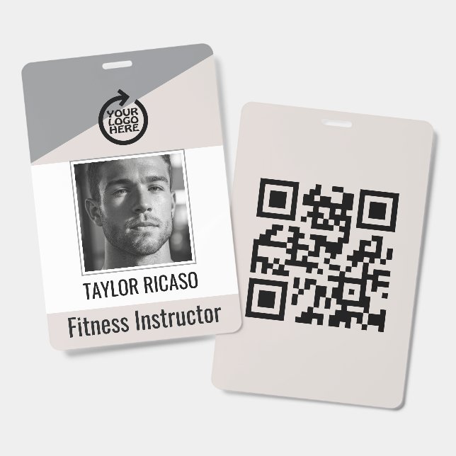 Custom Logo and QR Code Business Personalized Badge (Front & Back)