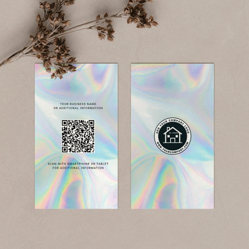 Custom Logo and QR Code DIY Holographic Modern Business Card