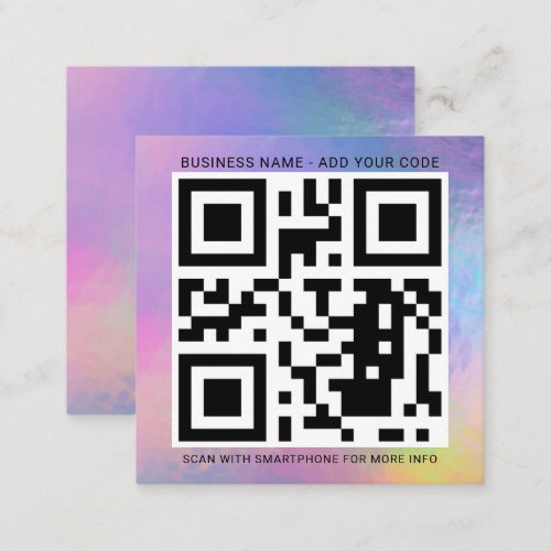 Custom Logo and QR Code DIY Holographic Square Square Business Card