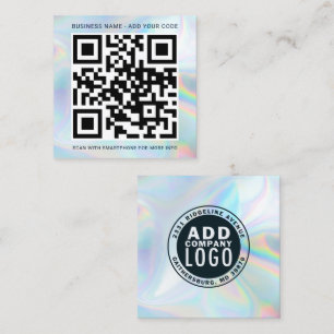 Custom Logo and QR Code Holographic Professional Square Business Card