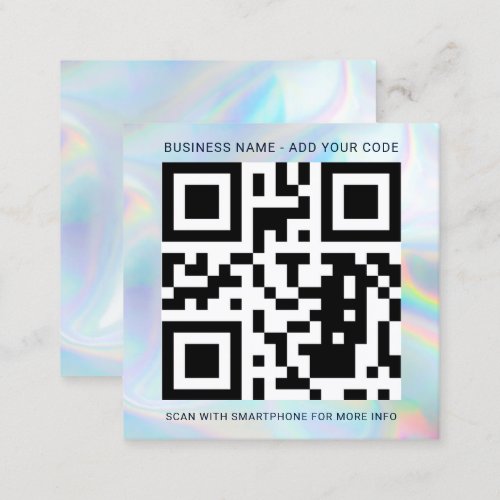 Custom Logo and QR Code Holographic Professional Square Business Card