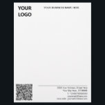 Custom Logo and QR Code Name Address Letterhead<br><div class="desc">Custom Colors and Font - Your Business Office Letterhead with Logo and QR Code Info - Add Your Logo / QR Code - Image / Business Name - Company / Address - Contact Information - Resize and move or remove and add elements / image with Customization tool. Choose font /...</div>