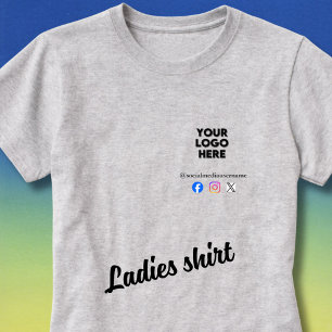 Custom Logo and Social Media Business T-Shirt