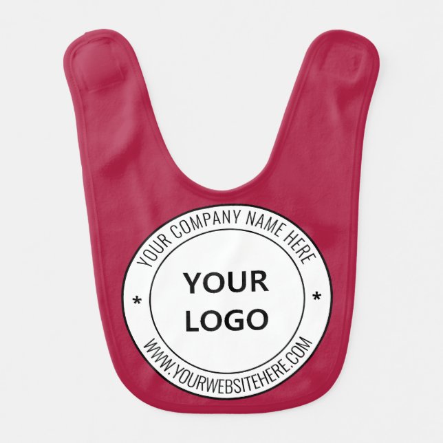 Custom Logo and Text Baby Bib - Choose Color (Front)