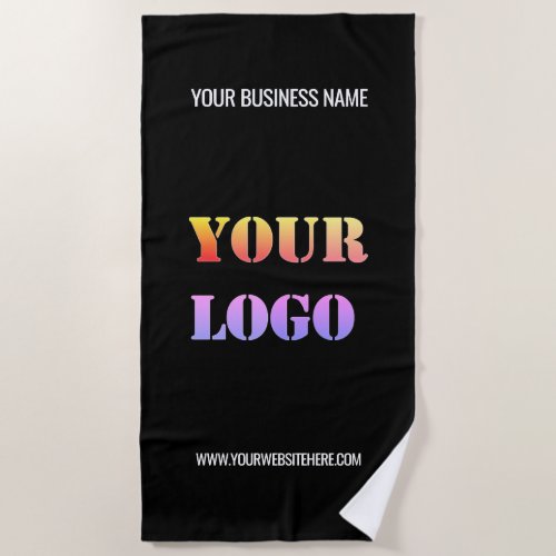 Custom Logo and Text Beach Towel _ Choose Colors