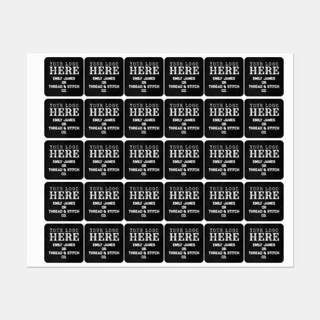 ➤ Custom Logo and Text Black Fabric Clothing Label (Sheet)