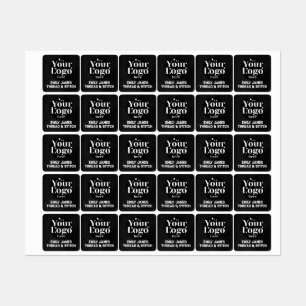 ➤ Custom Logo and Text Black Fabric Clothing Label