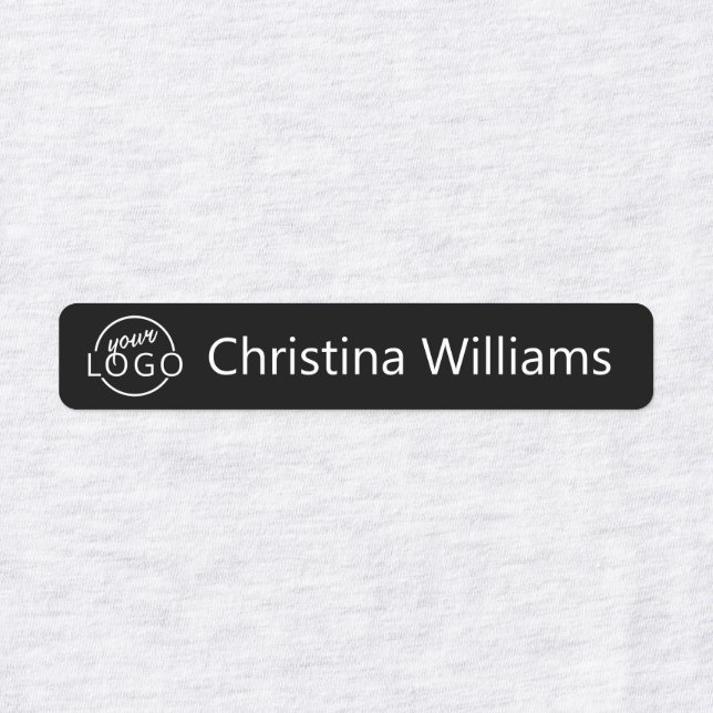 Custom logo and text black fabric clothing labels (Design 1)