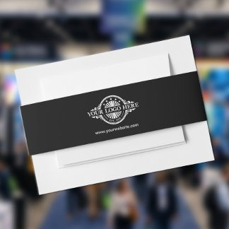 Custom Logo and Text Black Invitation Belly Band