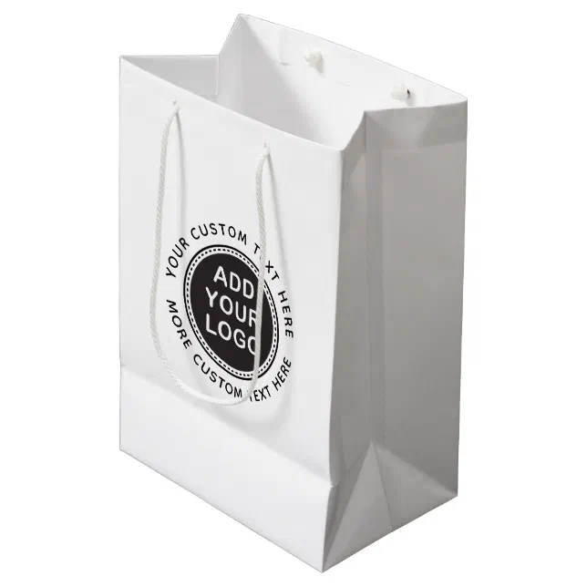 Custom logo and text boutique shopping or favor medium gift bag | Zazzle