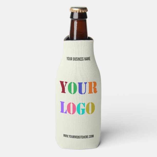 Custom Logo and Text Branded Bottle Cooler Example (Bottle Front)