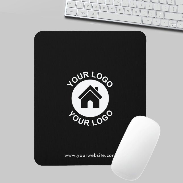 Custom Logo and Text Business Black Mousepad (Creator Uploaded)
