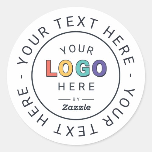 Custom Logo and Text Business Classic Round Sticker