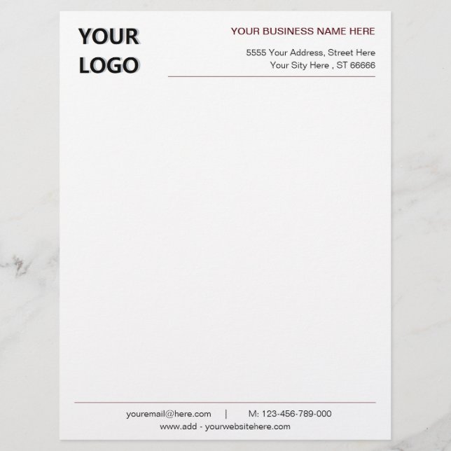 Custom Logo and Text Business Letterhead Template (Front)
