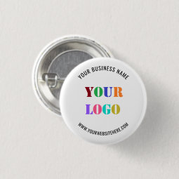 Custom Logo and Text Business Promotional Button | Zazzle