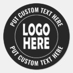 Custom logo and text business promotional classic  classic round sticker