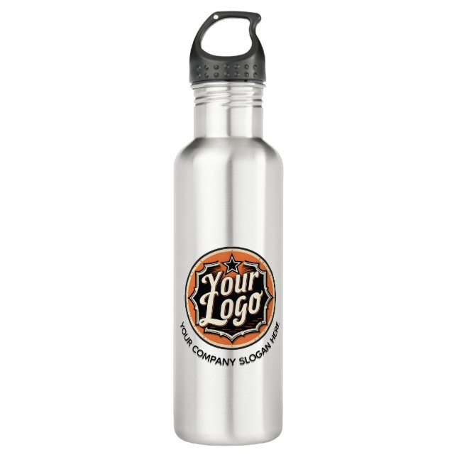 Custom Logo and Text Business Stainless Steel Water Bottle (Front)