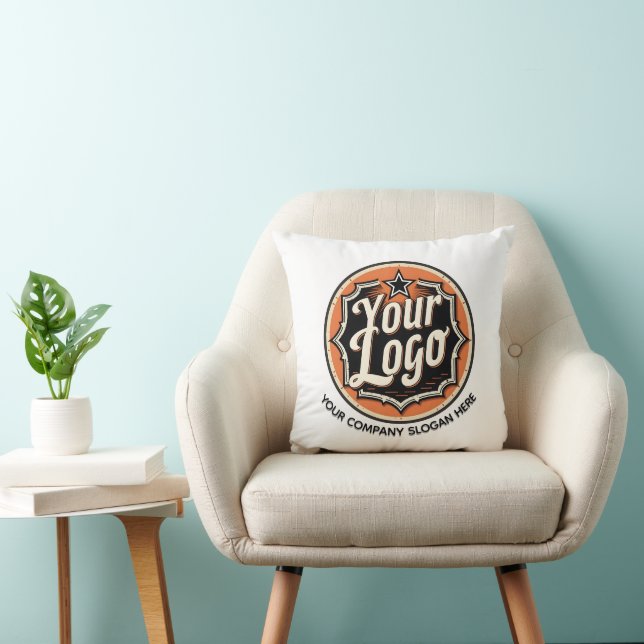 Custom Logo and Text Business Throw Pillow (Chair)