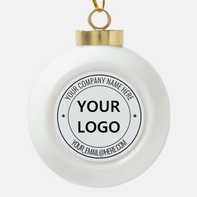 Custom Logo and Text Company Christmas Ornament (Front)