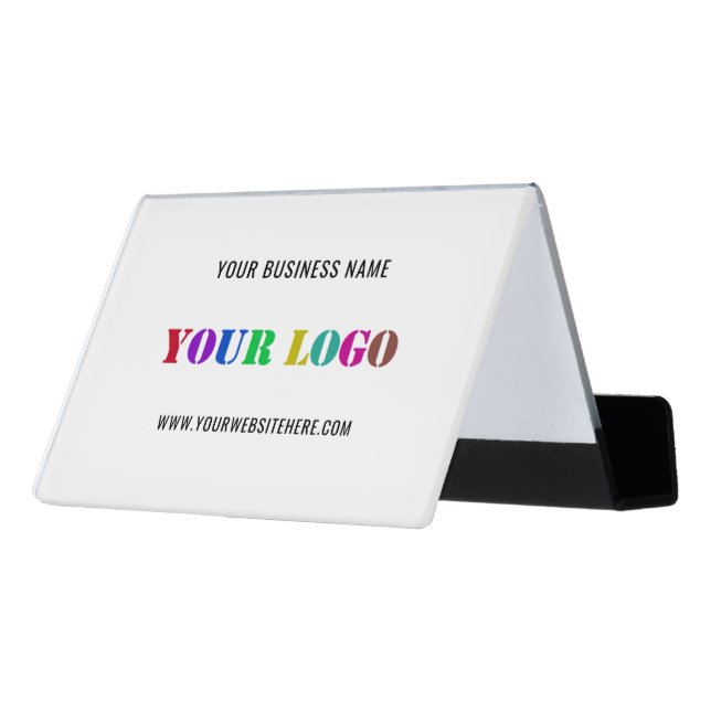 Custom Logo and Text Desk Business Card Holder (Angled Back)
