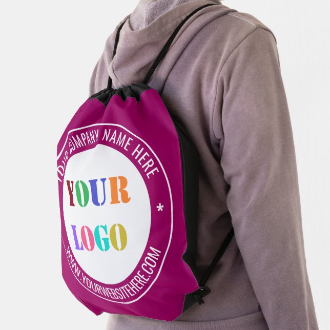 Custom Logo and Text Drawstring Bag Choose Colors (Insitu)