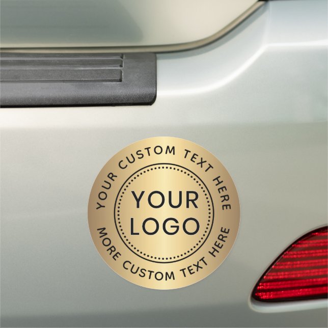 Custom logo and text golden gradient car magnet (In Situ)