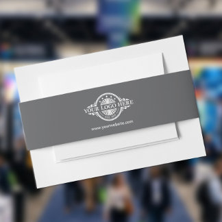 Custom Logo and Text Gray Invitation Belly Band