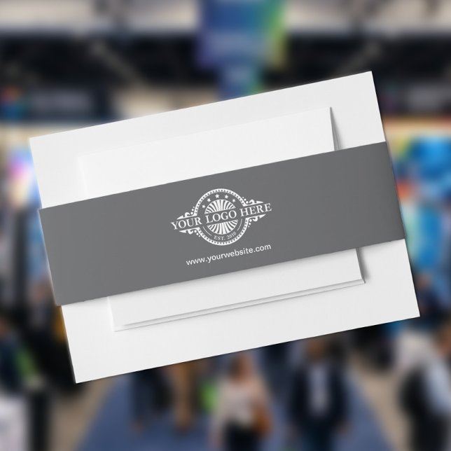Custom Logo and Text Gray Invitation Belly Band (Creator Uploaded)