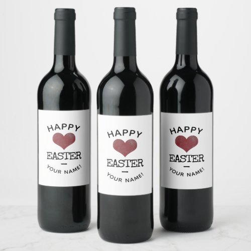 Custom Logo and Text Happy Easter Modern Simple Wine Label