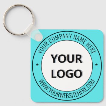Custom Logo And Text Keychain Promotional by Migned at Zazzle