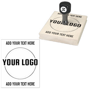 Custom Logo and Text Large Square Rubber Stamp
