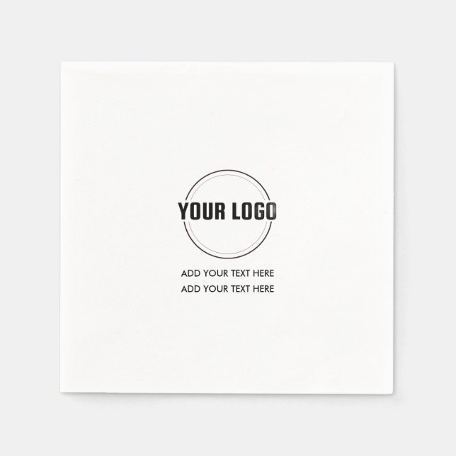 Custom Logo and Text Minimalist Square  Napkins (Front)