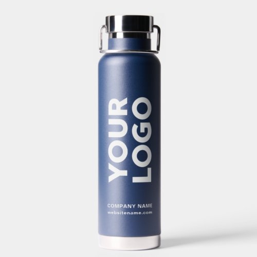 Custom Logo and Text on 2 Sides Navy Blue Water Bottle