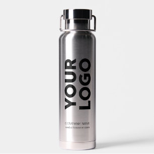 Custom Logo and Text on 2 Sides Silver Water Bottle