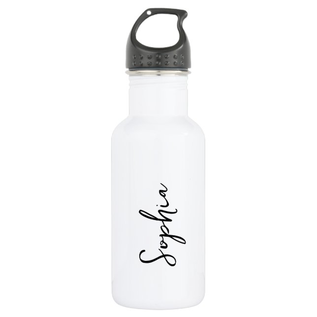 Custom Logo and Text on Black Stainless Steel Water Bottle (Front)
