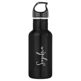 Custom Logo and Text on Black Stainless Steel Water Bottle