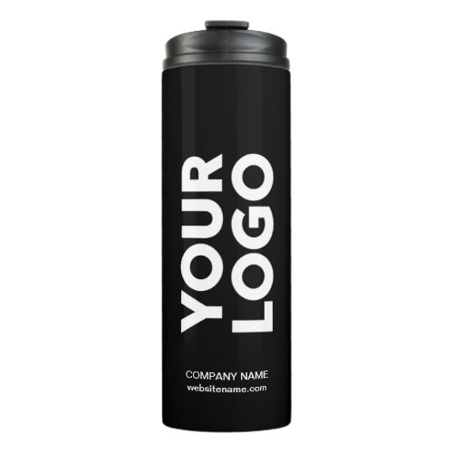 Custom Logo and Text on Black Thermal Tumbler